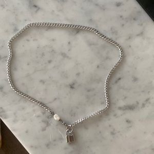 Chan Luu sterling silver necklace with lock and natural pearl